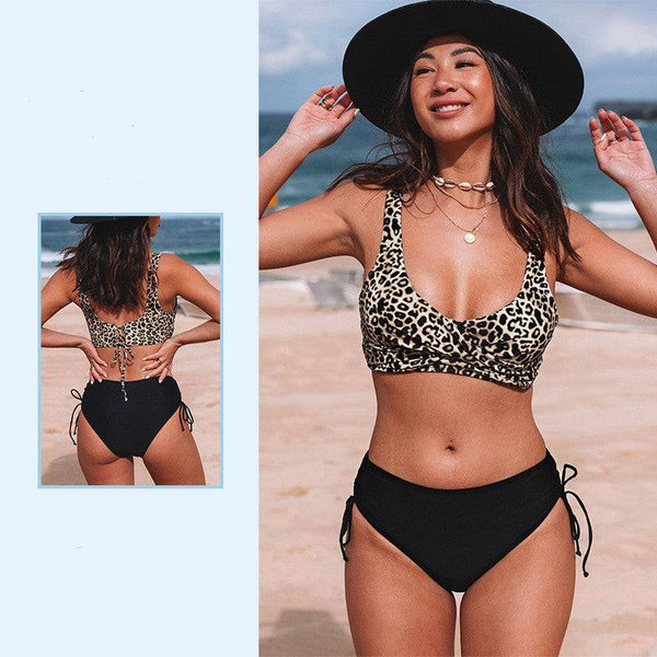 Bikini Swimsuit For Women Leopard Print Vest Sexy High Waist Triangle